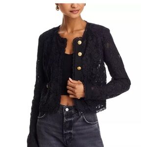 LOVESHACKFANCY Richard Floral-Lace Cropped Jacket
